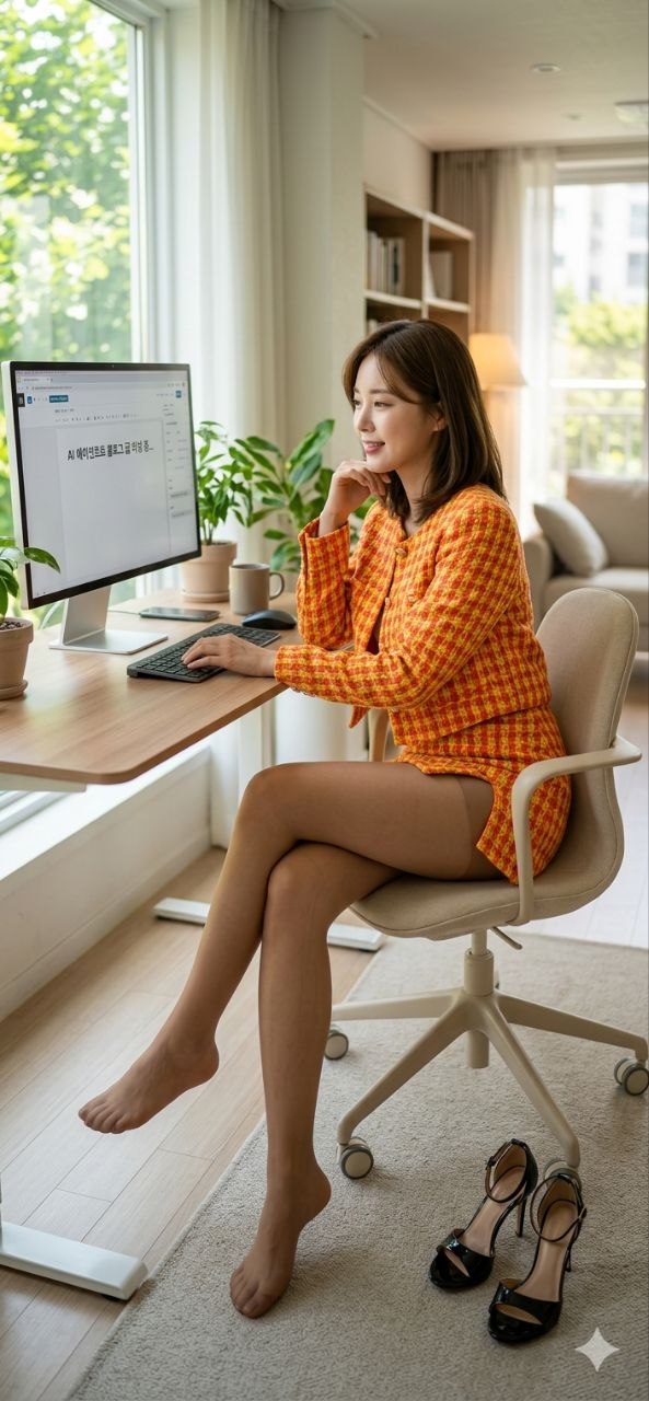 홈오피스에서 AI 블로그 운영 화면을 보며 콘텐츠 워크플로우를 점검하는 운영자 이미지