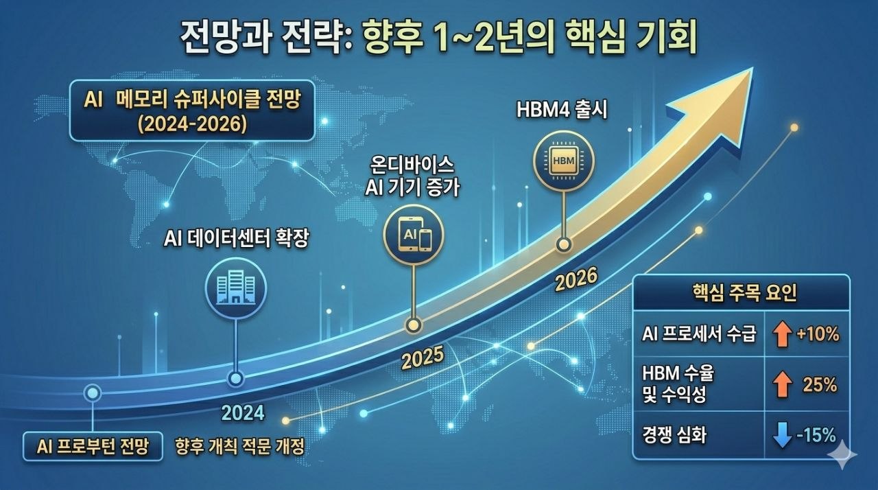 AI 메모리 슈퍼사이클 전망과 향후 1~2년 핵심 기회 인포그래픽