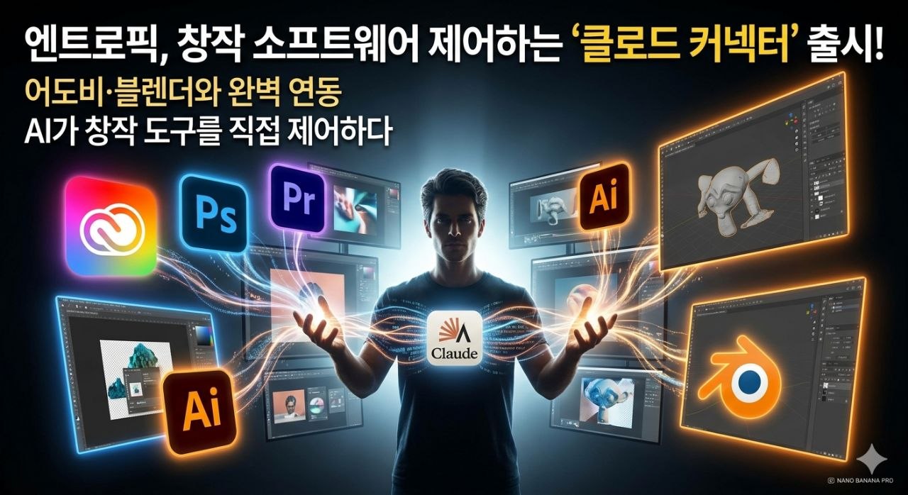 엔트로픽, 클로드 커넥터 9종 출시: 어도비·블렌더·MCP가 바꾸는 AI 창작 도구의 다음 단계