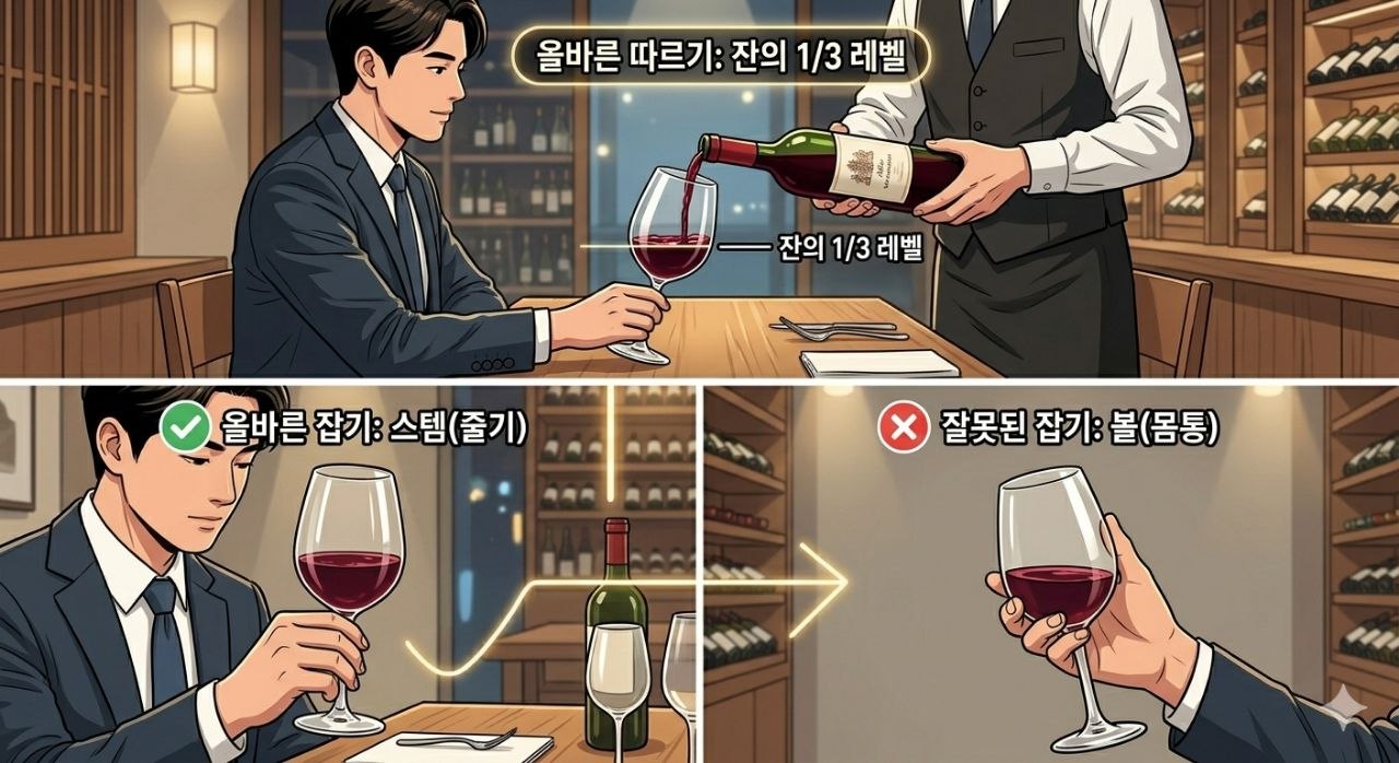 와인 잔을 스템으로 잡는 올바른 방법과 따르는 예절 이미지