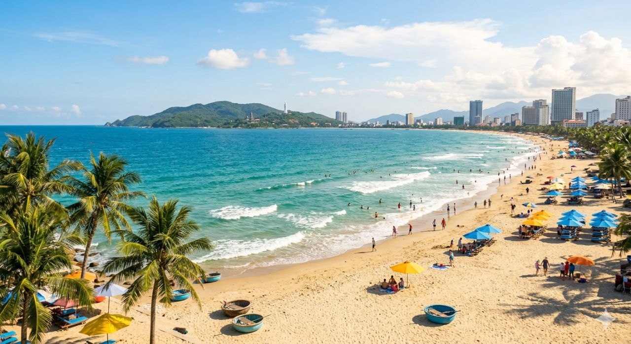 미케비치와 다낭 해변 풍경을 보여주는 이미지