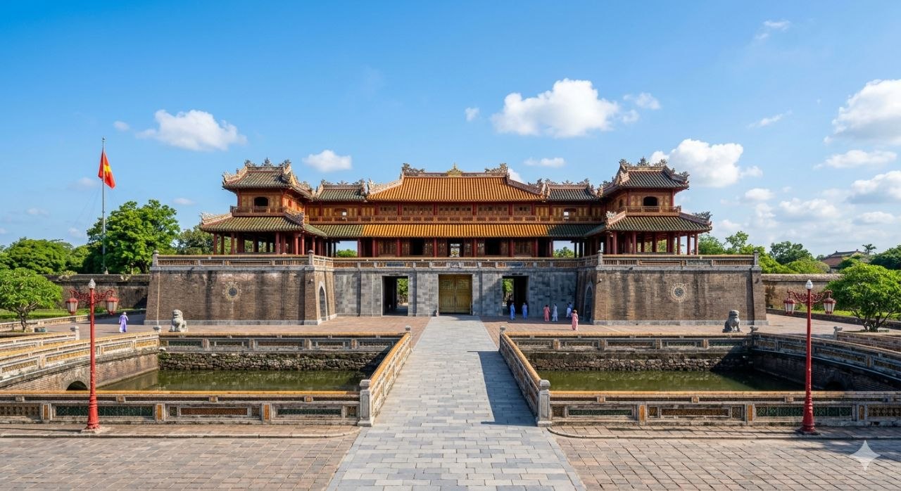 후에의 역사 유적과 궁전 풍경을 보여주는 이미지