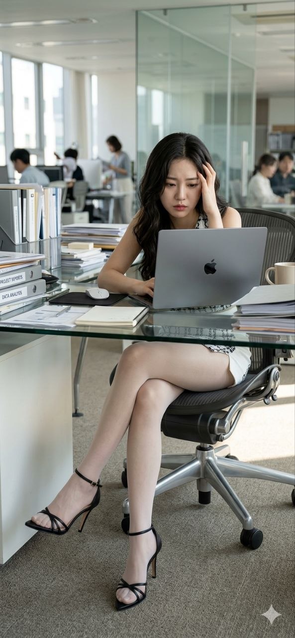 과중한 업무와 반복 작업에 지친 직장인이 노트북 앞에서 고민하는 모습
