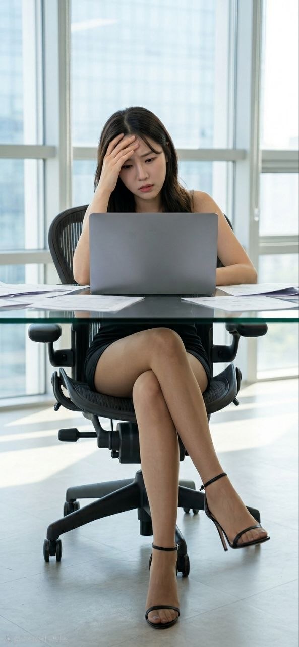 업무 과부하와 의사결정 부담으로 고민하는 직장인이 책상 앞에 앉아 있는 모습