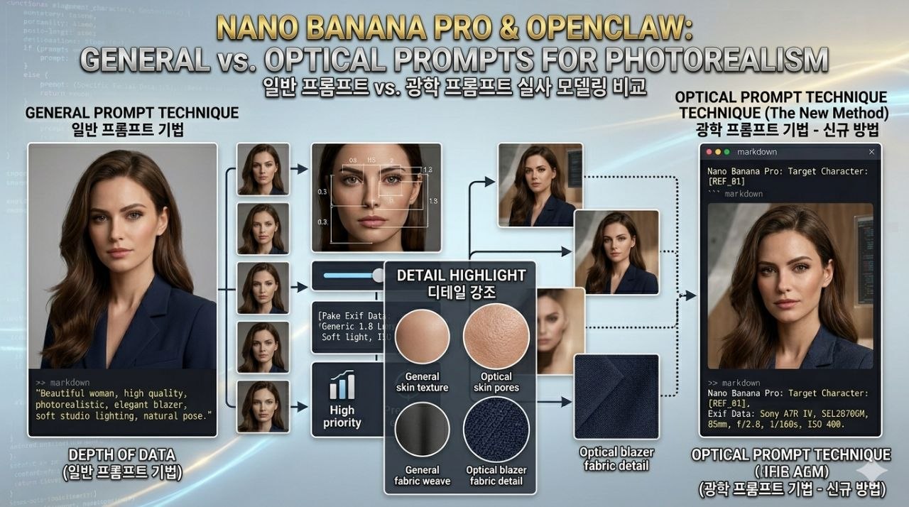일반 프롬프트와 광학 프롬프트 비교 인포그래픽