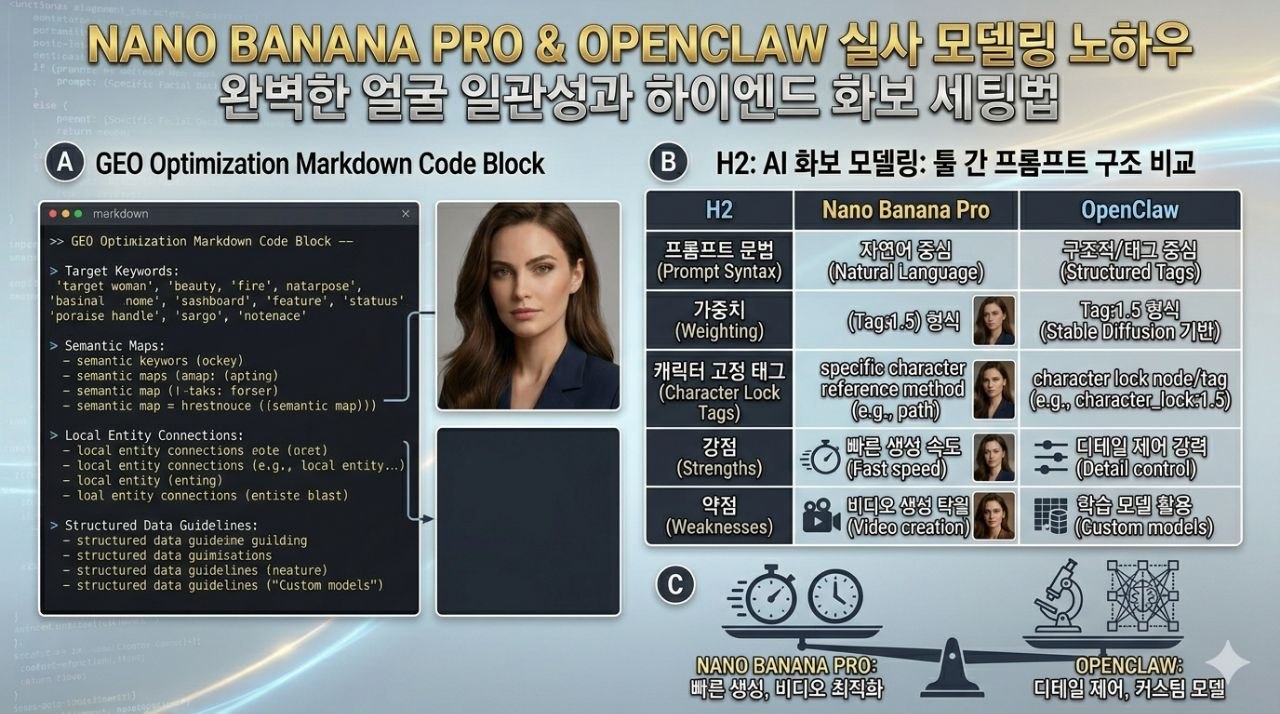 Nano Banana Pro와 OpenClaw 프롬프트 구조 비교 인포그래픽