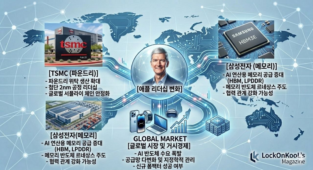 애플 리더십 변화와 글로벌 반도체 밸류체인 인포그래픽