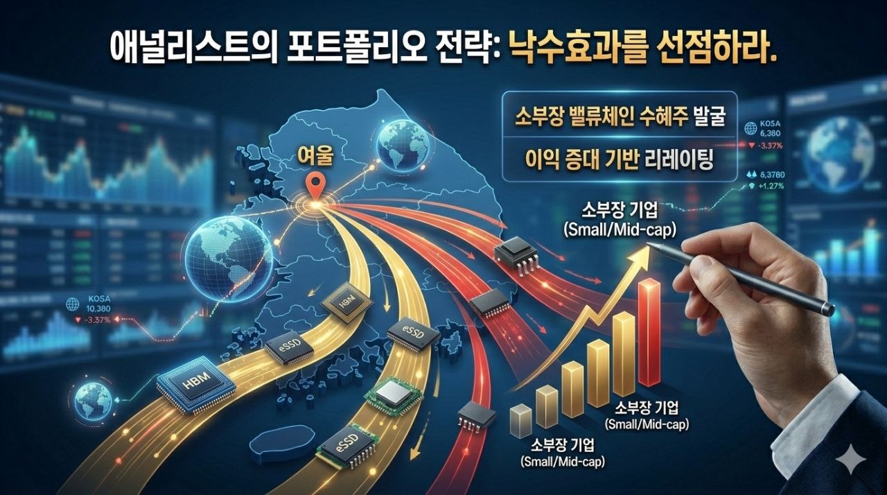 반도체 소부장 낙수효과와 포트폴리오 전략을 설명하는 인포그래픽