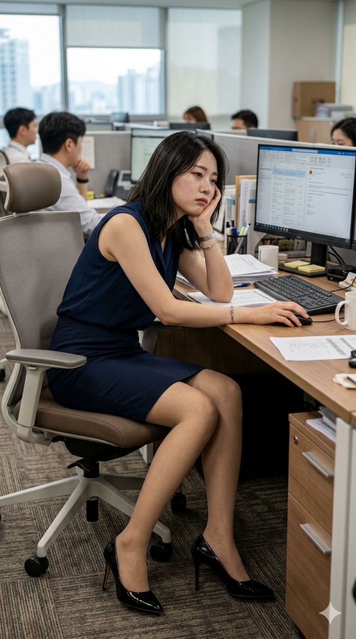 반복 업무에 지친 직장인의 현실을 보여주는 이미지