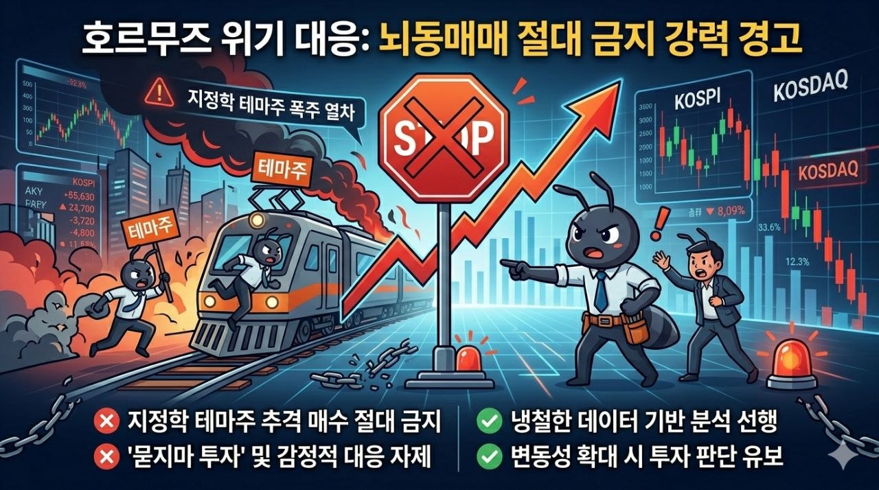 호르무즈 위기 대응 뇌동매매 금지 강력 경고 이미지