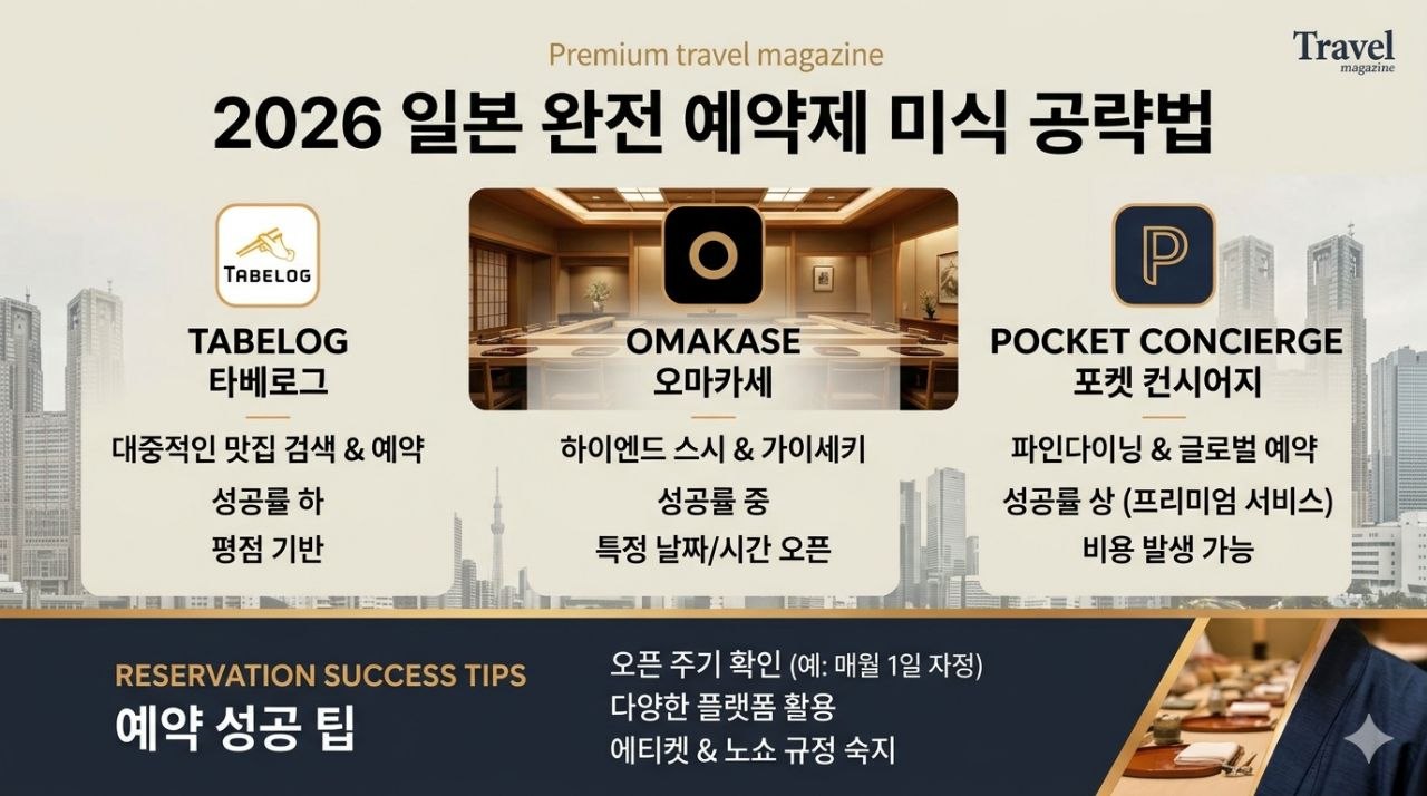 2026 일본 예약제 미식 공략 플랫폼 비교 이미지