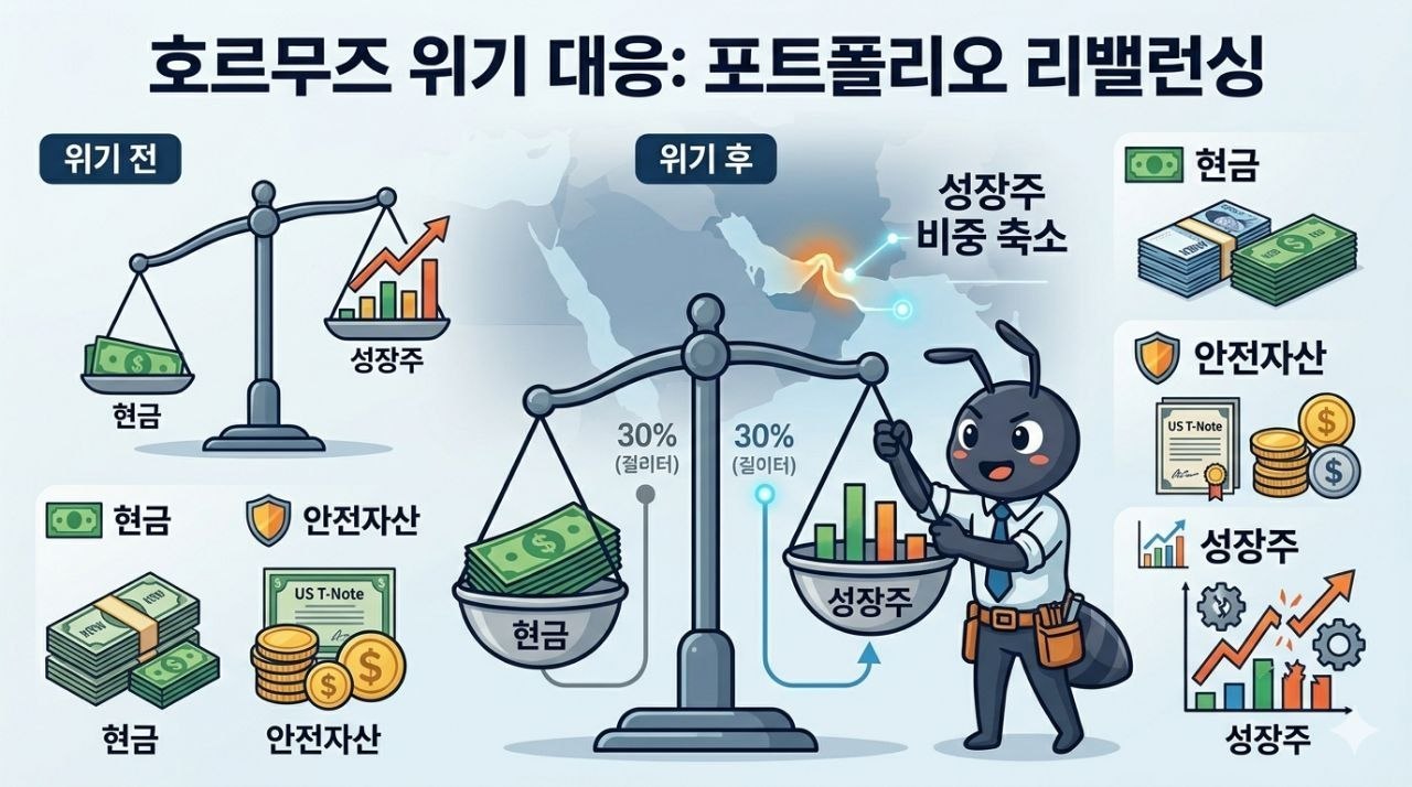 호르무즈 위기 대응 포트폴리오 리밸런싱 인포그래픽