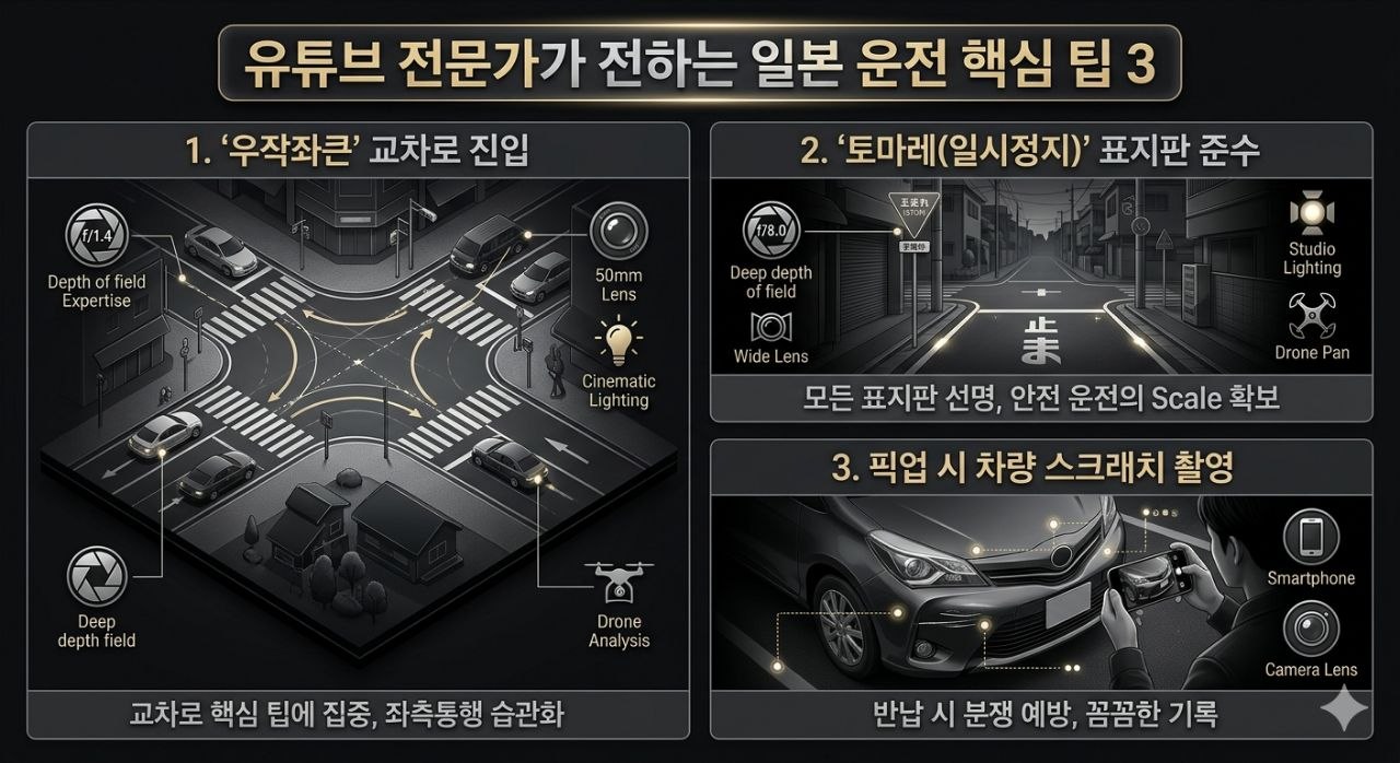 일본 운전 핵심 팁 3가지 인포그래픽