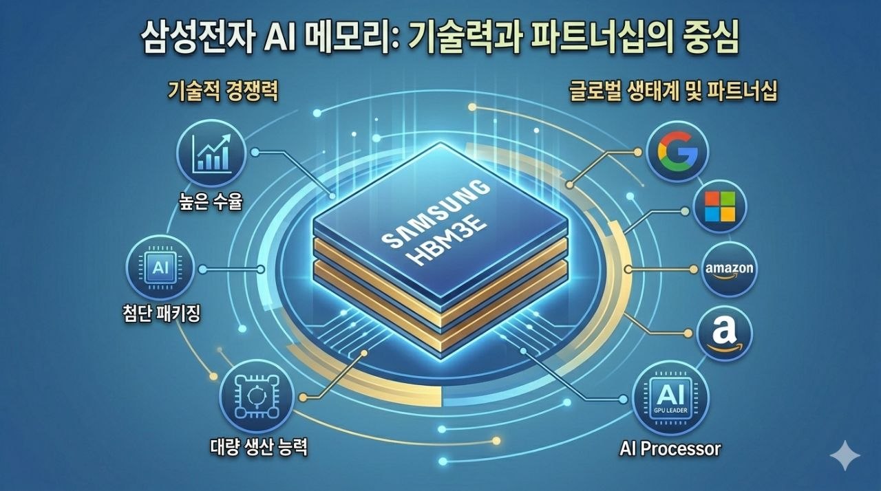 삼성전자 AI 메모리 기술력과 파트너십 인포그래픽
