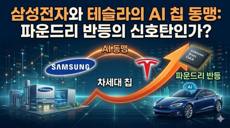 삼성전자와 테슬라의 AI 칩 동맹이 파운드리 반등 신호탄이 될 수 있음을 보여주는 대표 이미지