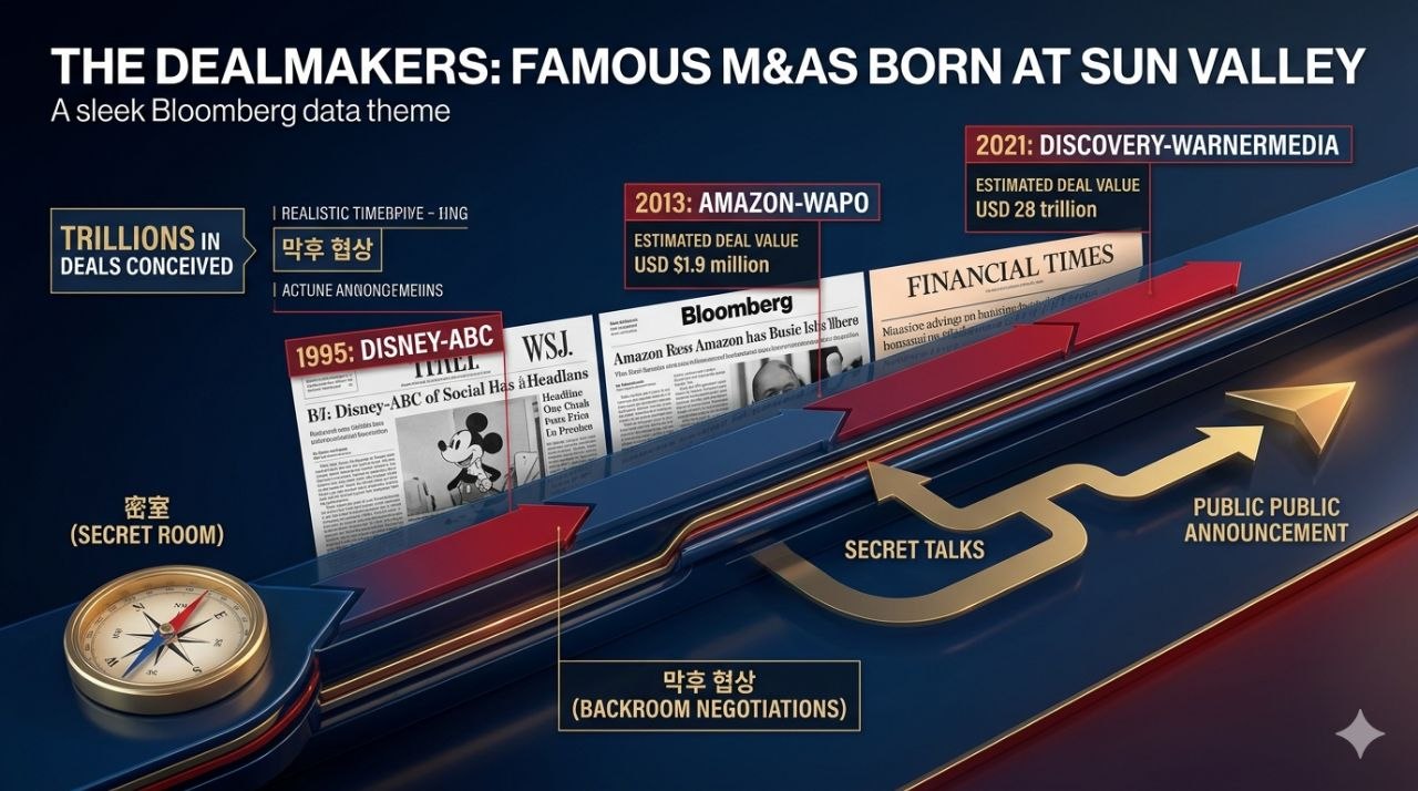 디즈니 ABC와 워싱턴포스트 등 선밸리발 M&A 빅딜을 상징하는 이미지