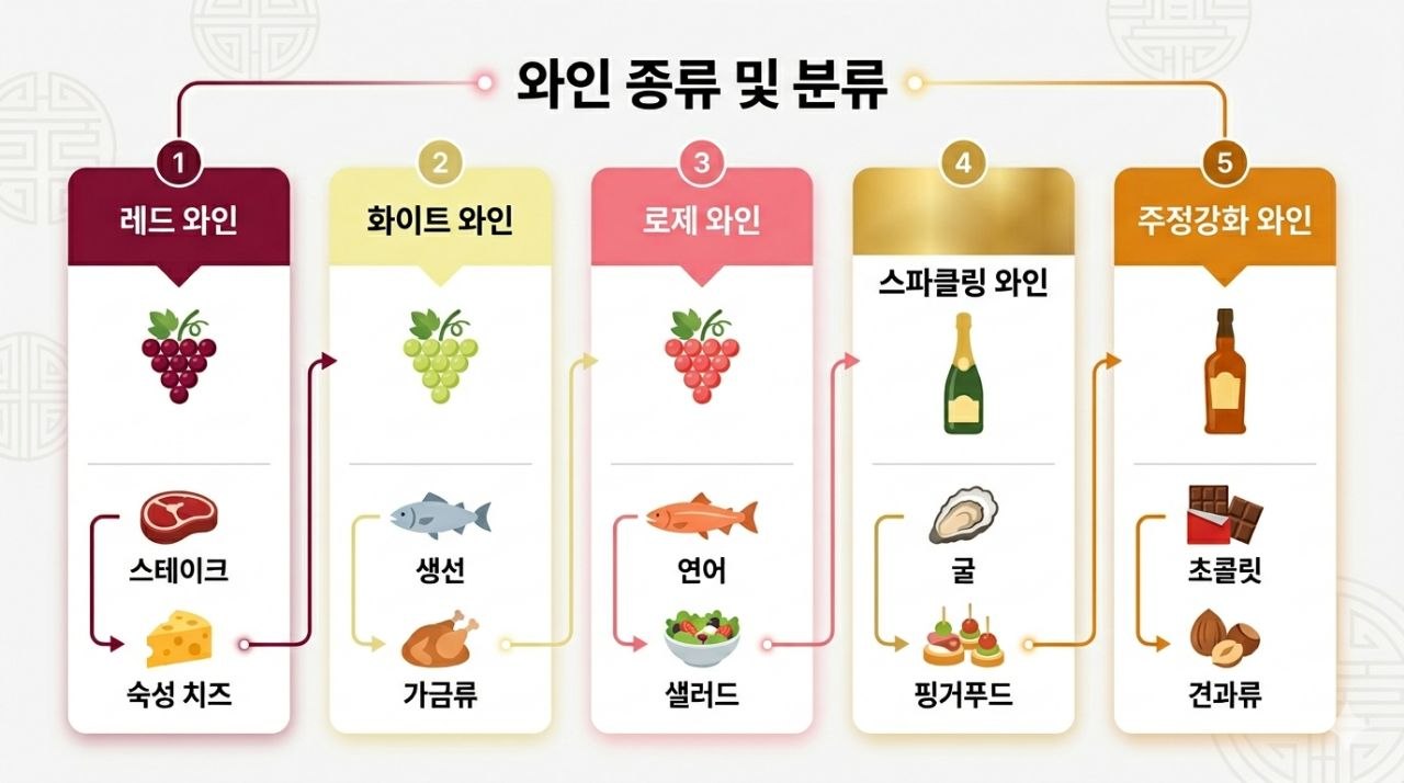와인 종류와 음식 페어링을 정리한 인포그래픽