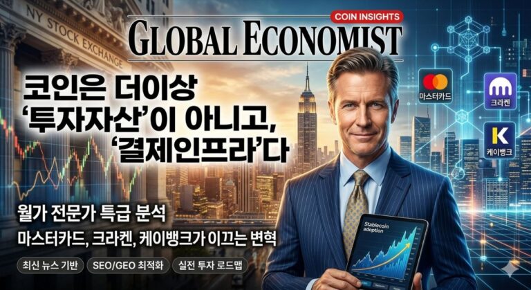 코인이 더 이상 투자자산이 아니라 결제 인프라로 전환되는 흐름을 상징하는 대표 이미지