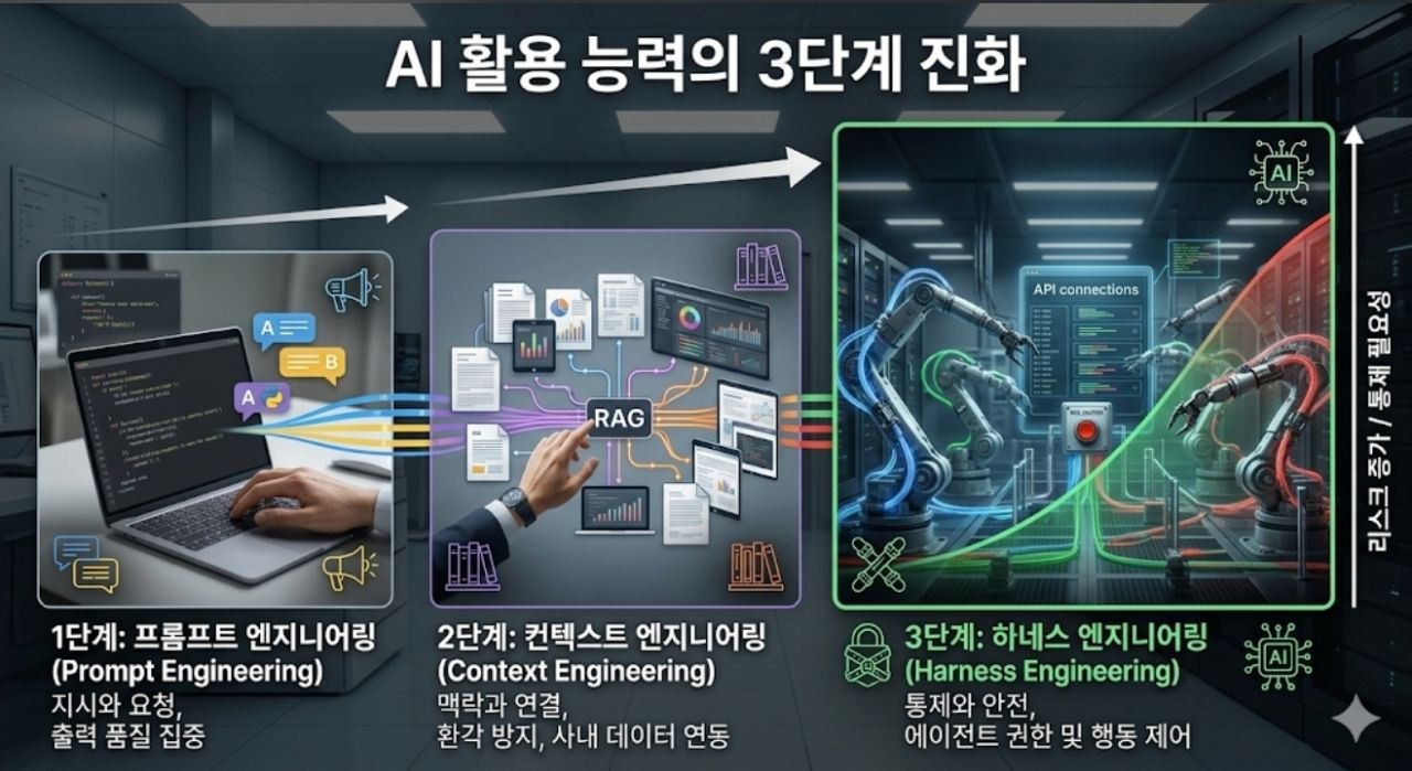 프롬프트 엔지니어링 컨텍스트 엔지니어링 하네스 엔지니어링 3단계 진화