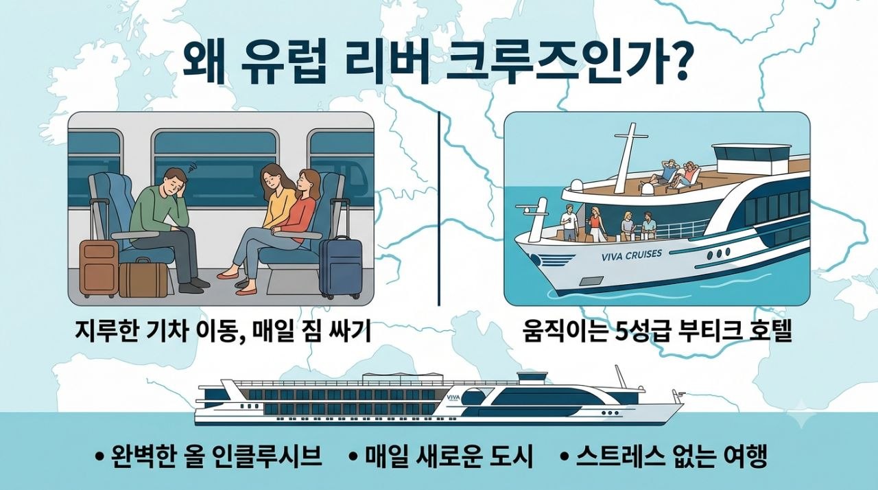 왜 지금 유럽 리버 크루즈 여행인가를 설명하는 인포그래픽