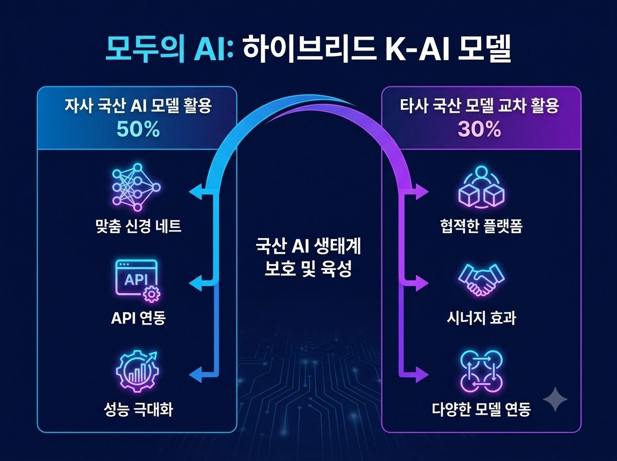 모두의 AI 하이브리드 K-AI 모델 구조 인포그래픽